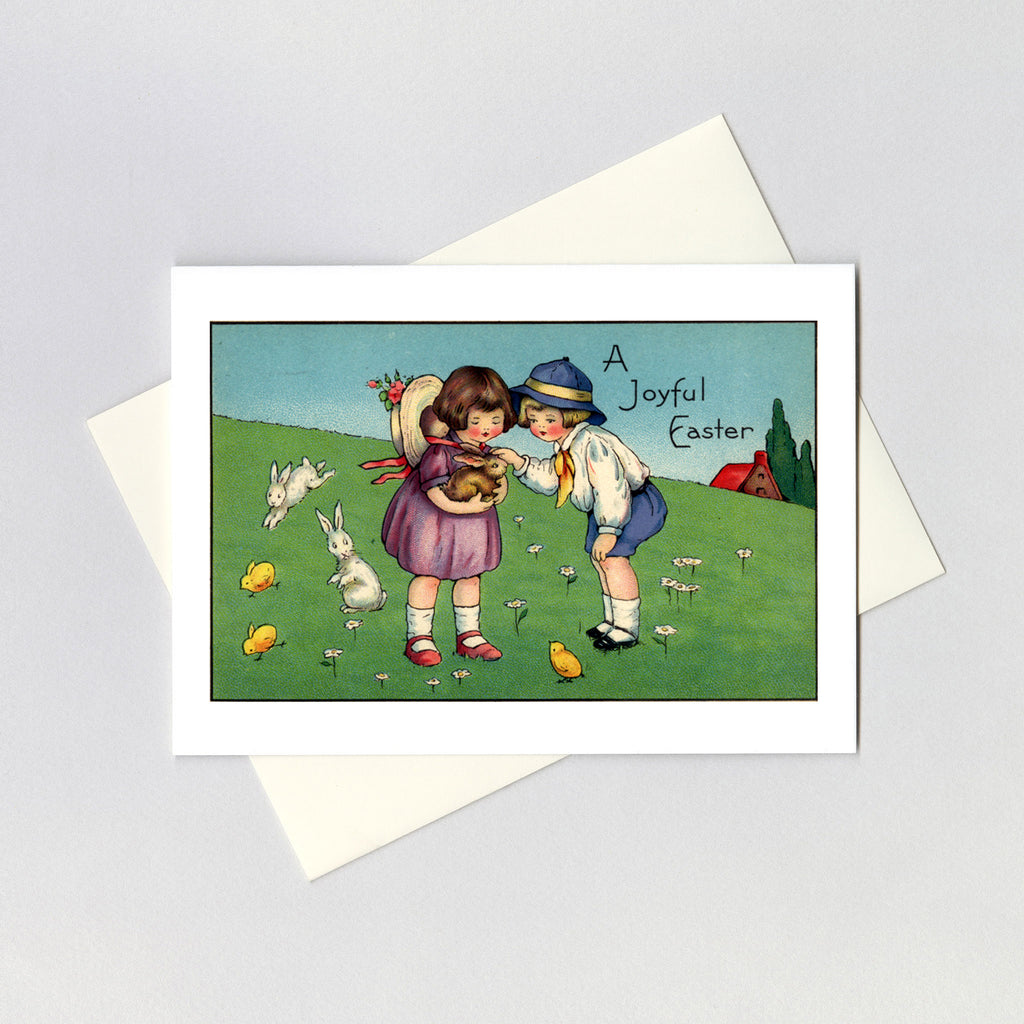 Children With Rabbits - Easter Greeting Card