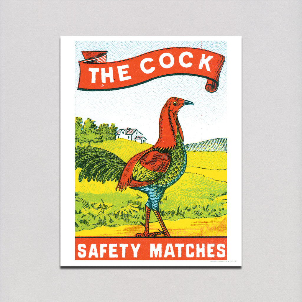 The Cock: Safety Matches - Matchbox Labels Art Print