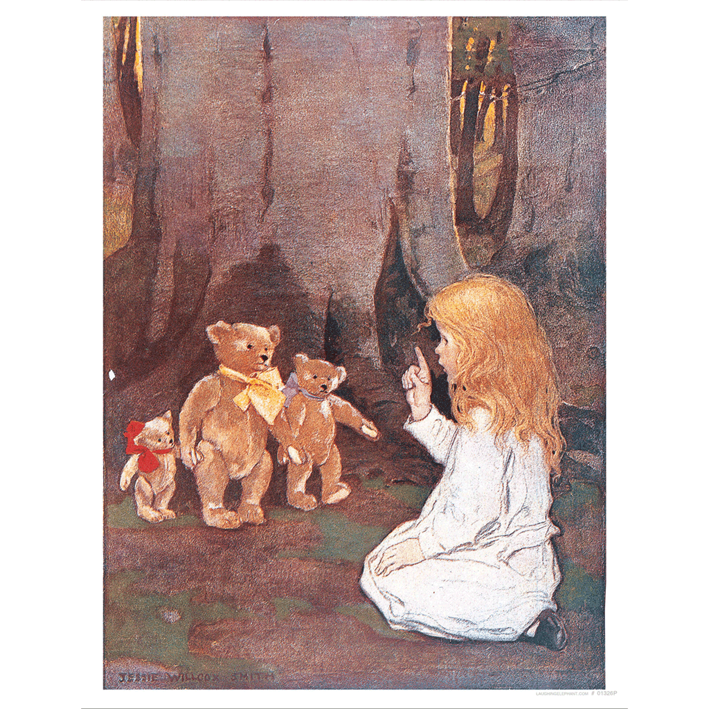 Telling the Teddy Bears Stories - Jessie Willcox Smith Art Print