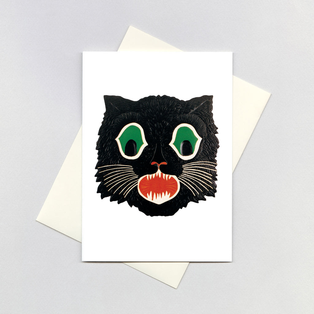 Black Cat Mask - Halloween Greeting Card