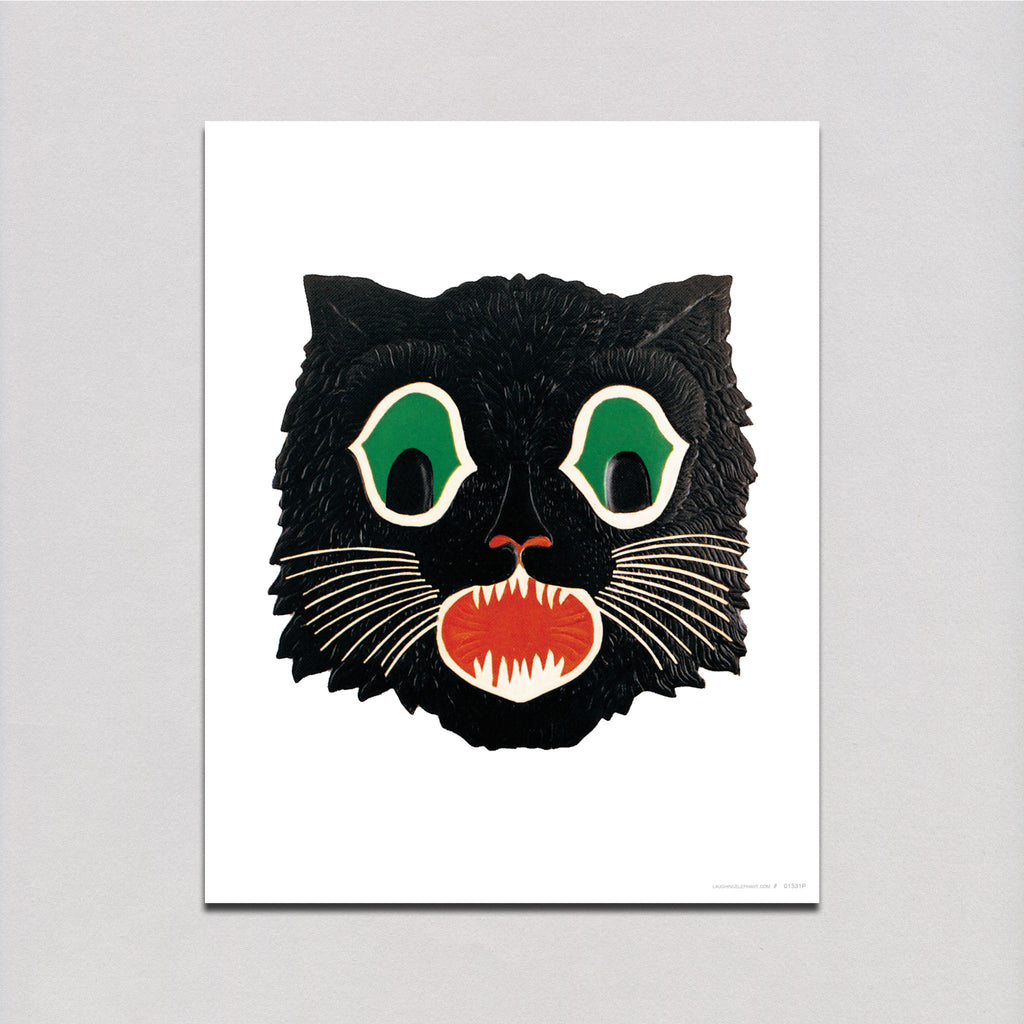 Black Cat Mask - Halloween Art Print