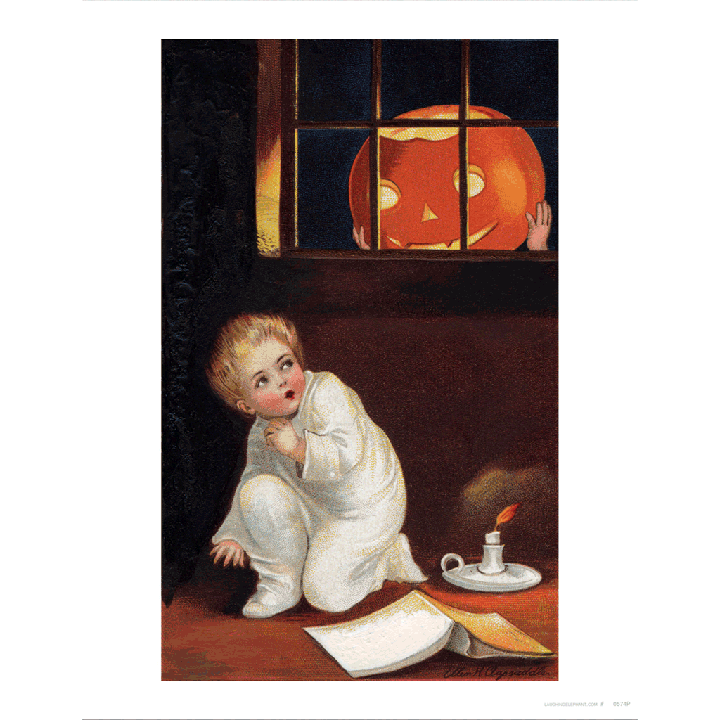 Jack-o-Lantern at Window - Halloween Art Print