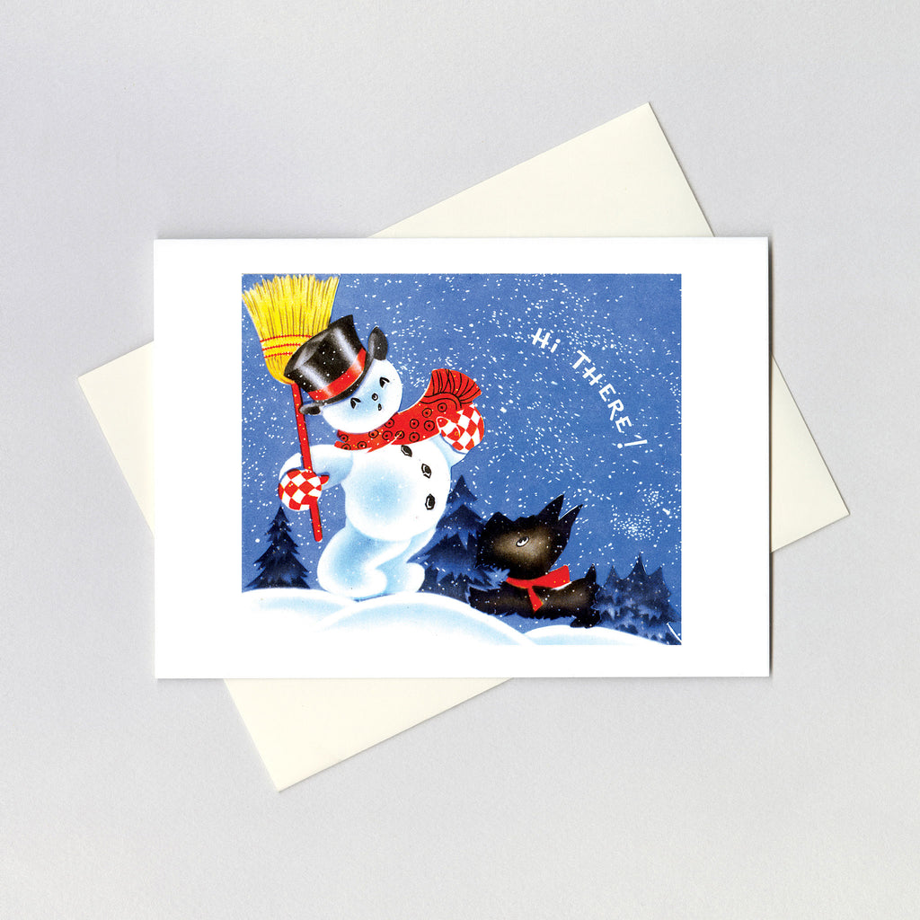 Snowman and a Scottie Dog - Christmas Greeting Card