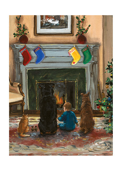 Carl and Friends Waiting for Santa - Good Dog Carl Greeting Card