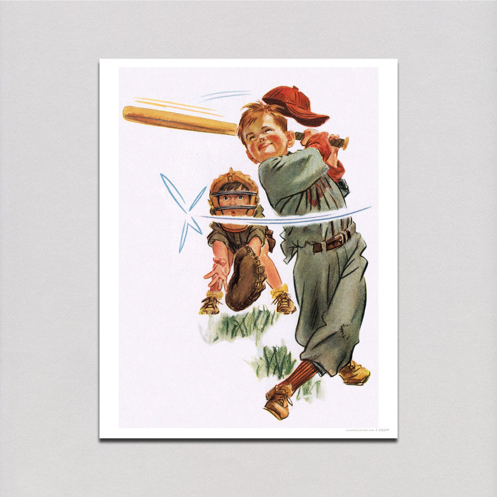 Boys Playing Baseball - Children Art Print