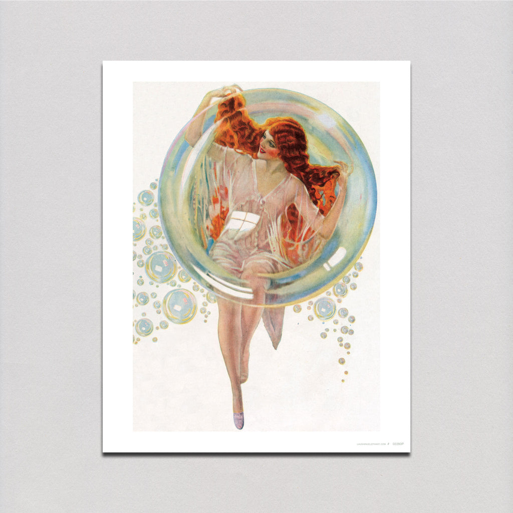 Redhead in Bubble - Vintage Cosmetics Art Print