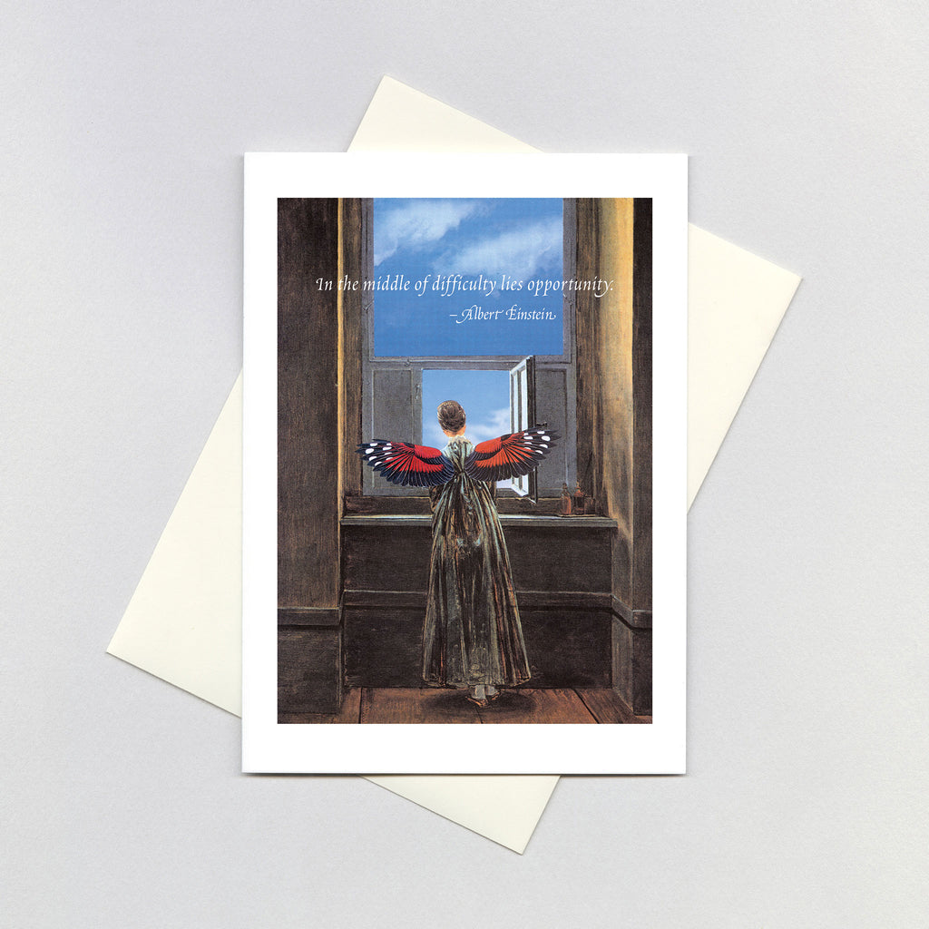 Winged Woman At Window - Encouragement Greeting Card