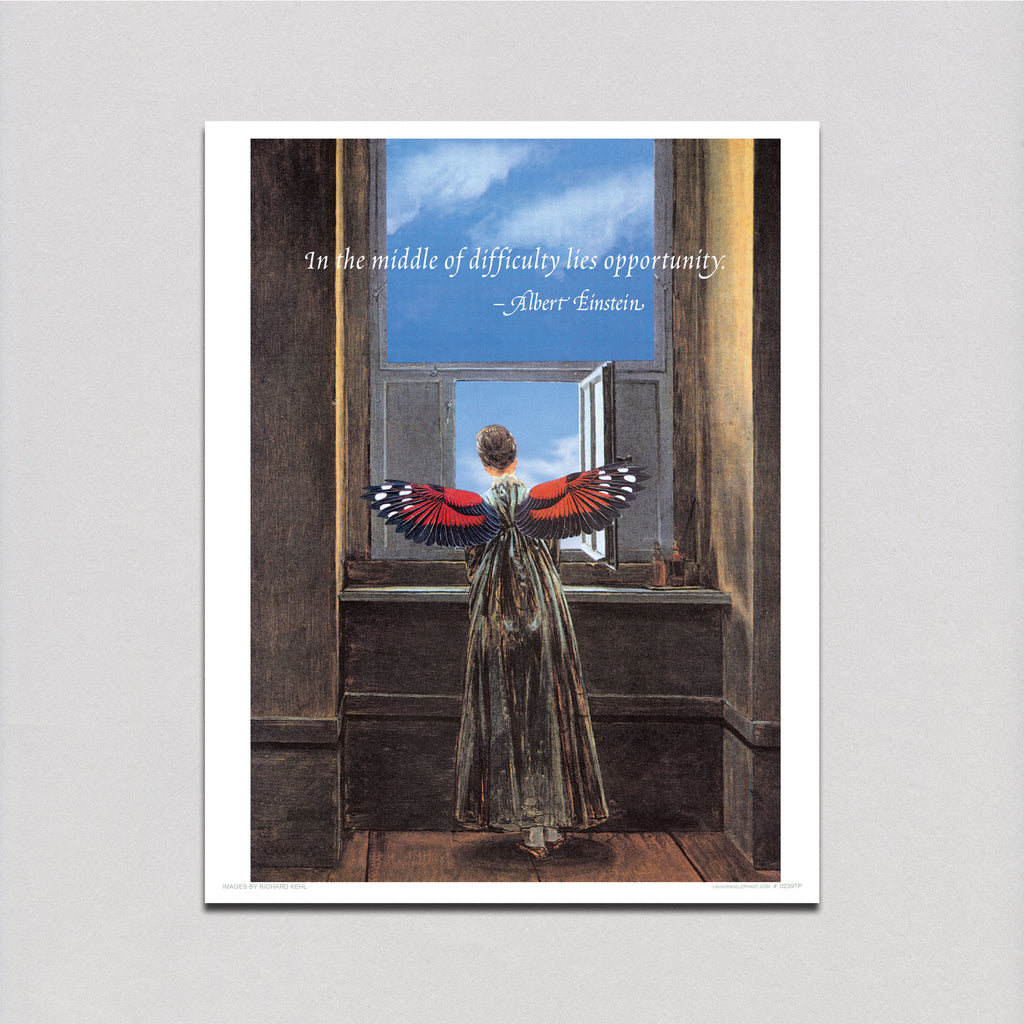 Winged Woman At Window - Encouragement Art Print