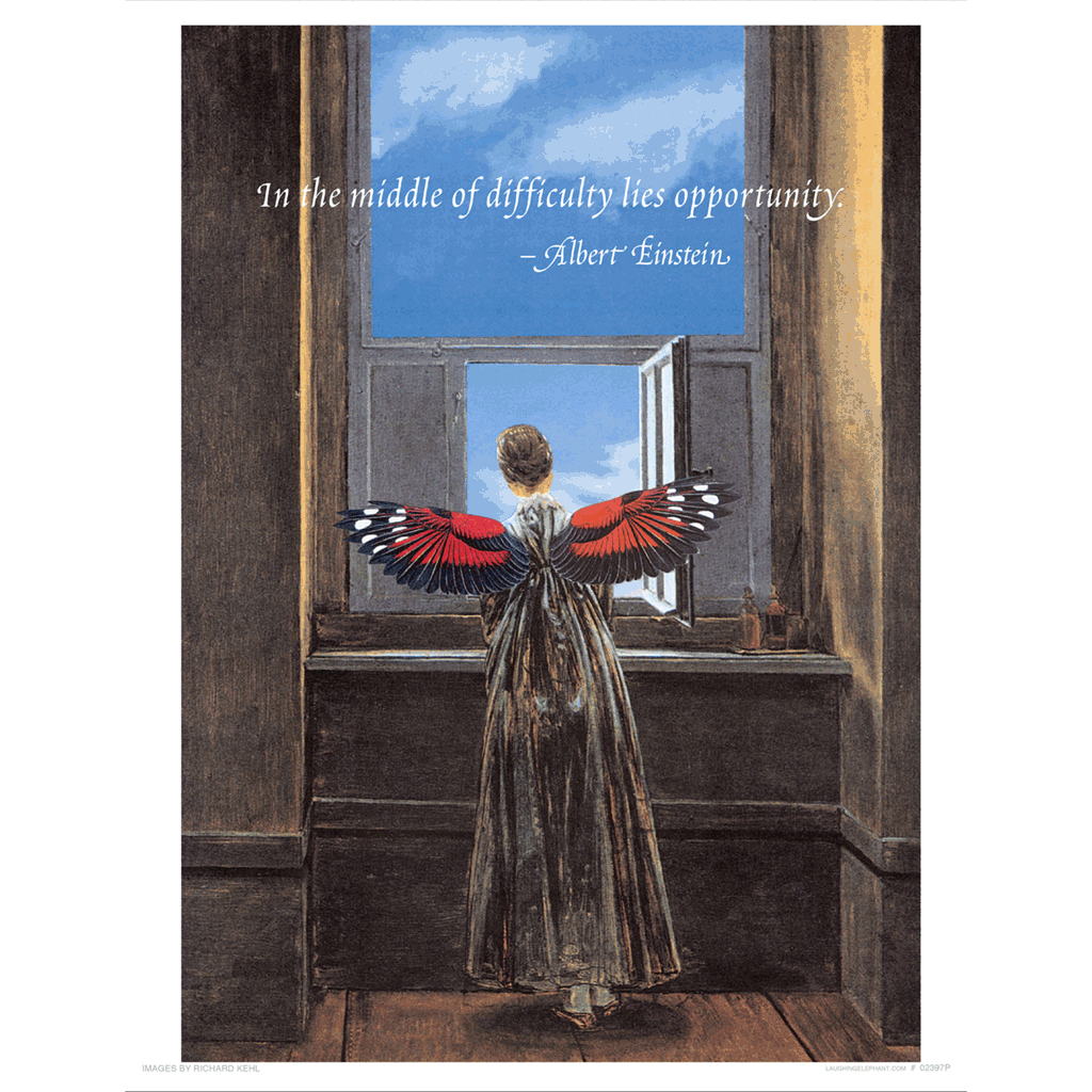 Winged Woman At Window - Encouragement Art Print