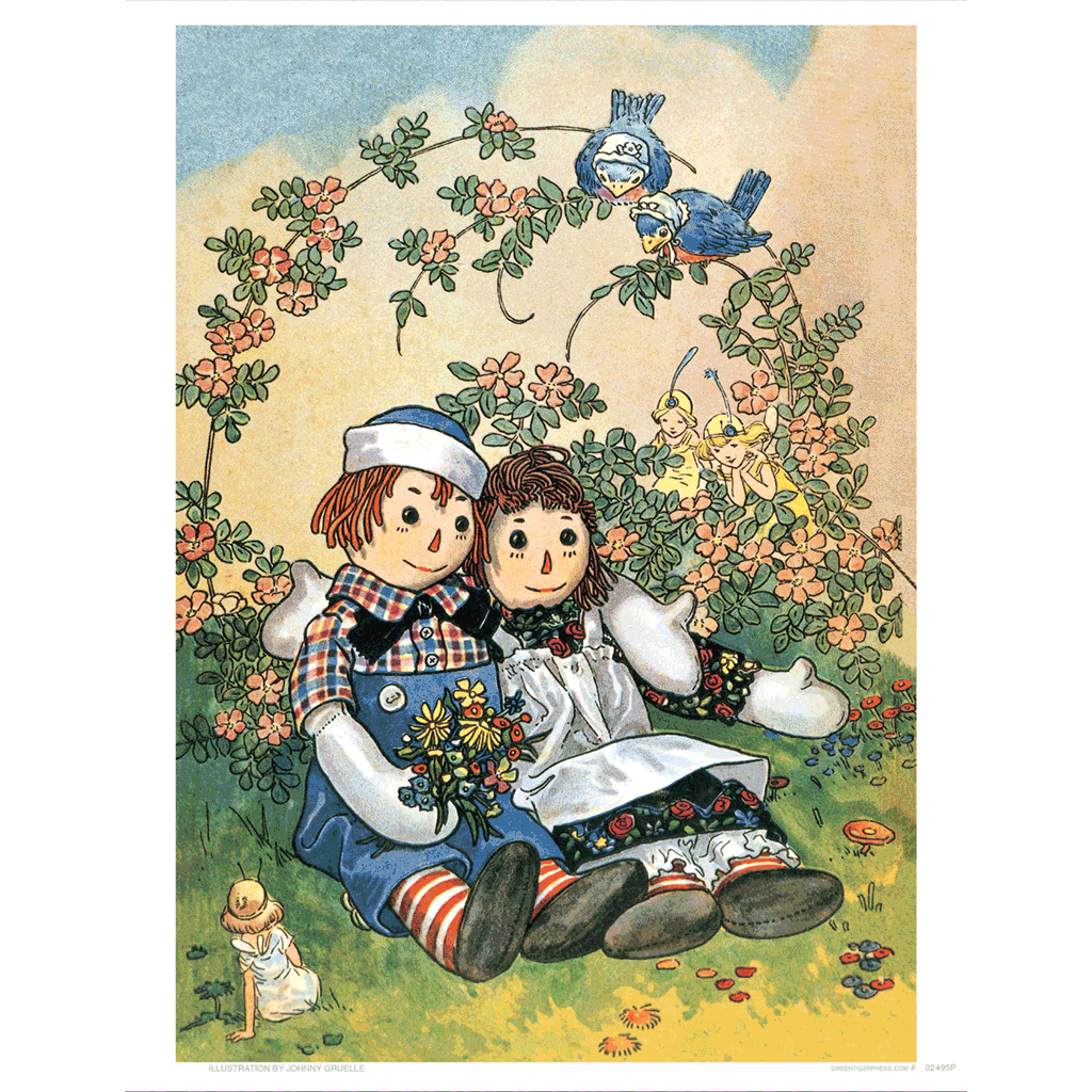 Raggedy Ann Andy Hugging Dolls Art Print Laughing Elephant