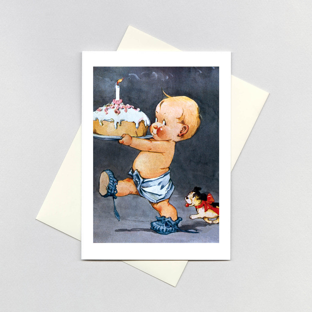 Baby With #1 Cake - Birthday Greeting Card