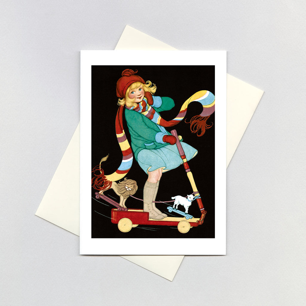 Little Girl on Scooter - Birthday Greeting Card