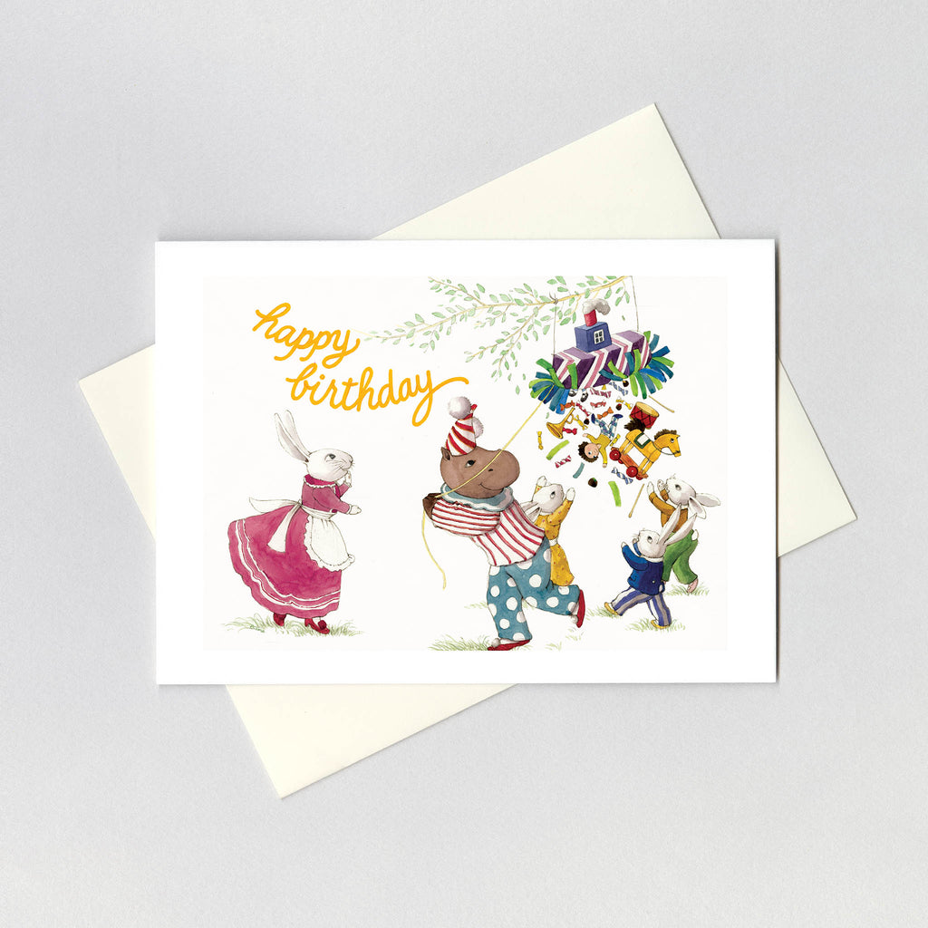 Animals With Pinata - Birthday Greeting Card