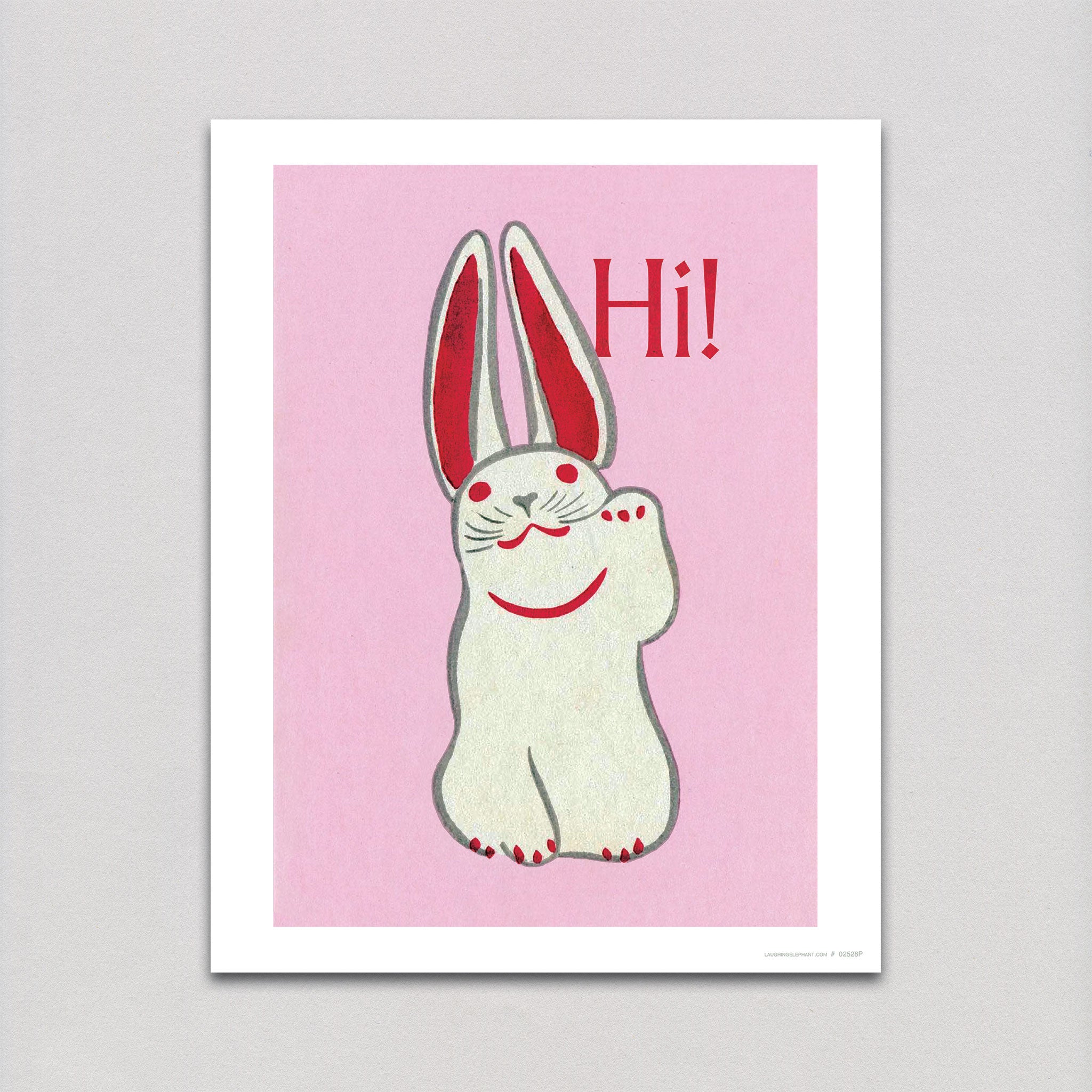 Friend Rabbit Art Pink Bunny - Animal Friends Art Print – Laughing Elephant