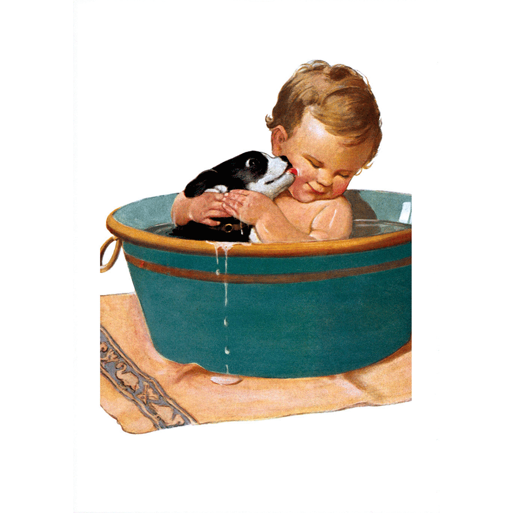 Puppy and Baby in Bath - Friendship Greeting Card