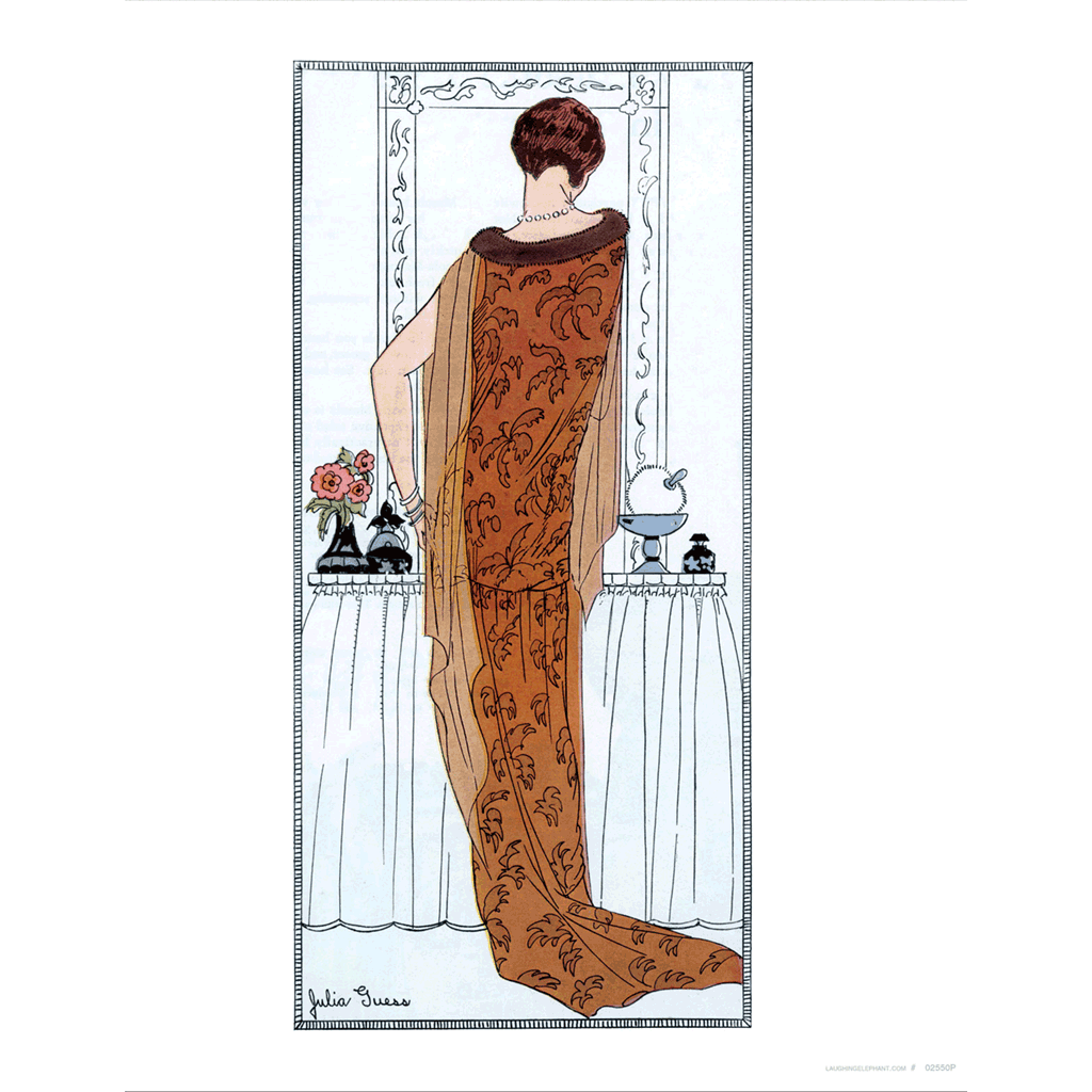 Tangerene Hostess Gown - Fashion Art Print