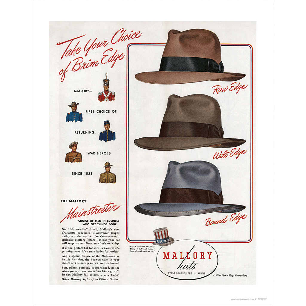Men's Hats of the 1940s - Fashion Art Print – Laughing Elephant
