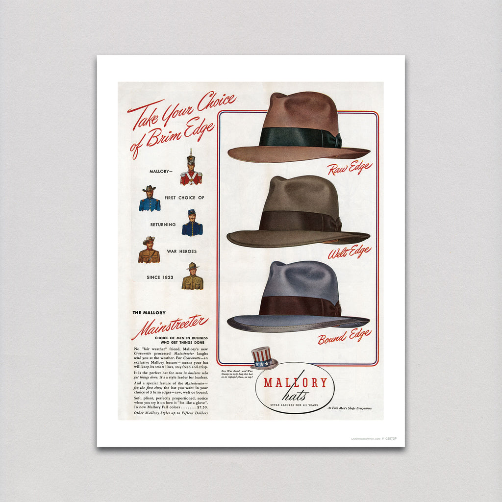 Men's Hats of the 1940s - Fashion Art Print