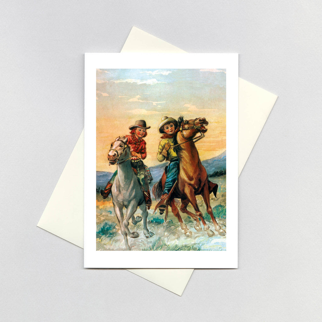 Cowboy and Cowgirl Riding the Range - Birthday Greeting Card