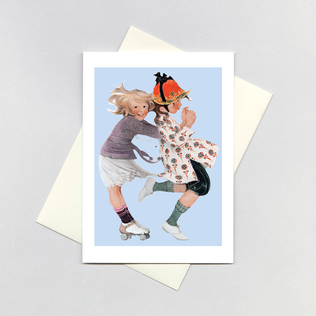 Girls Roller Skating - Friendship Greeting Card