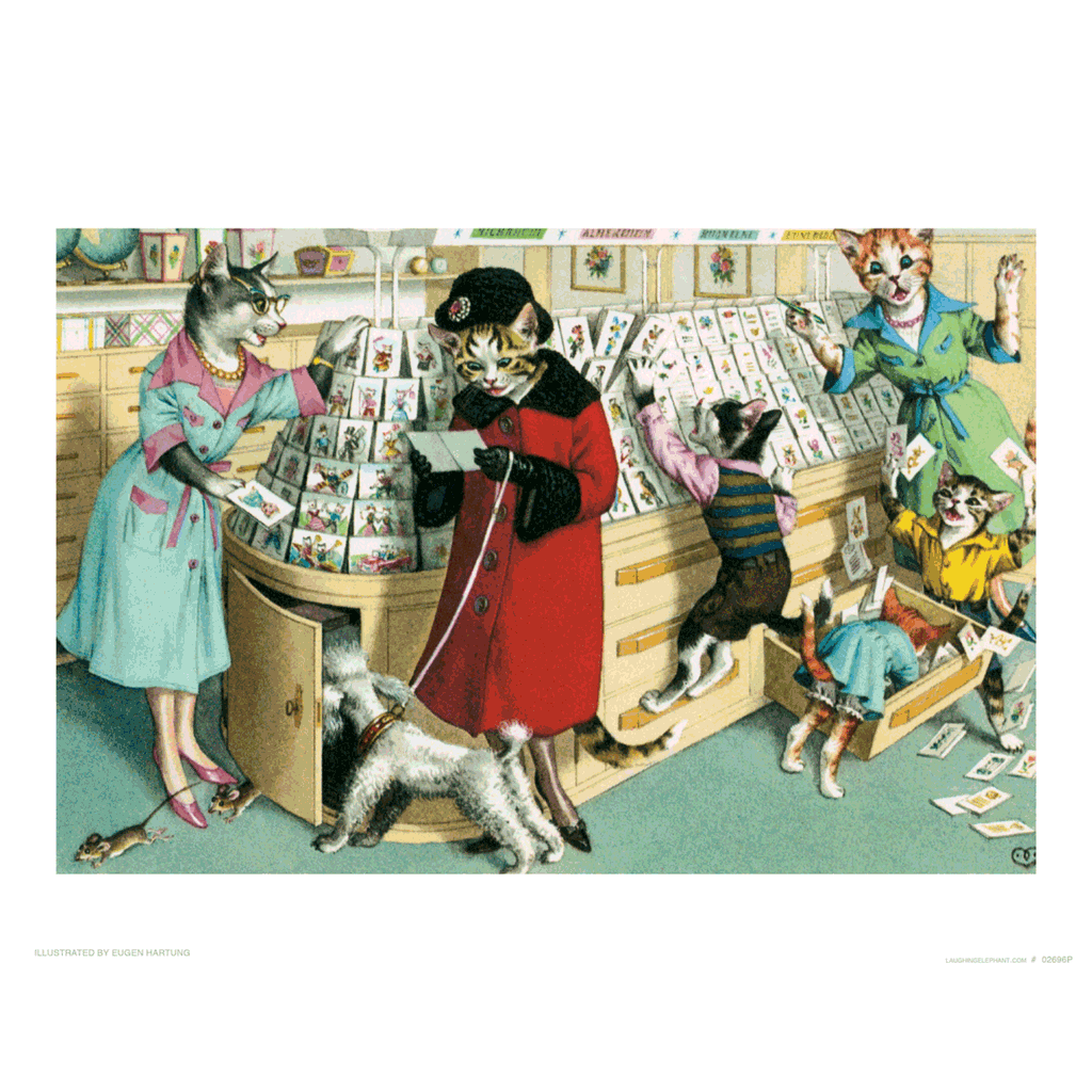 Card Buying in Chaos - Captivating Cats Art Print