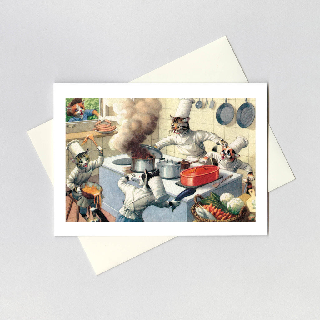A Cat Cook with Big Problems - Captivating Cats Greeting Card