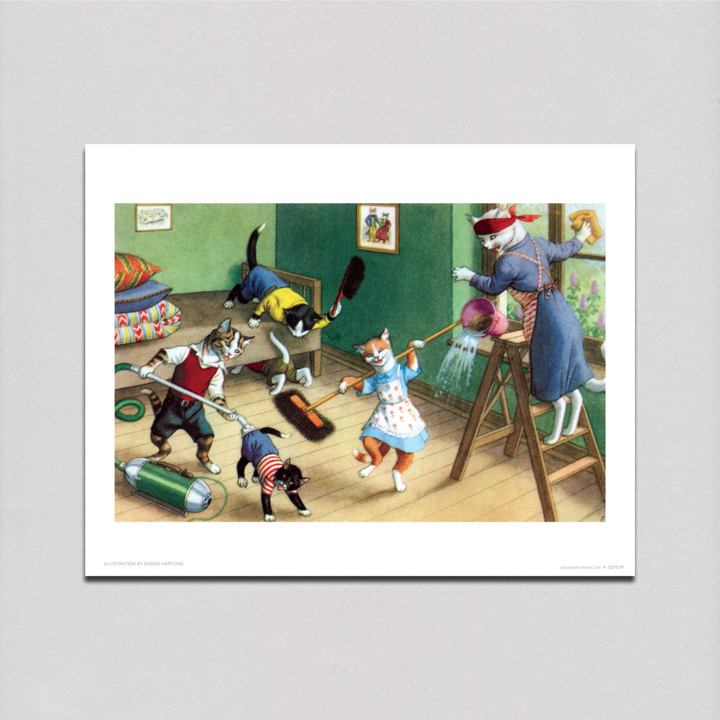House Cleaning - Captivating Cats Art Print
