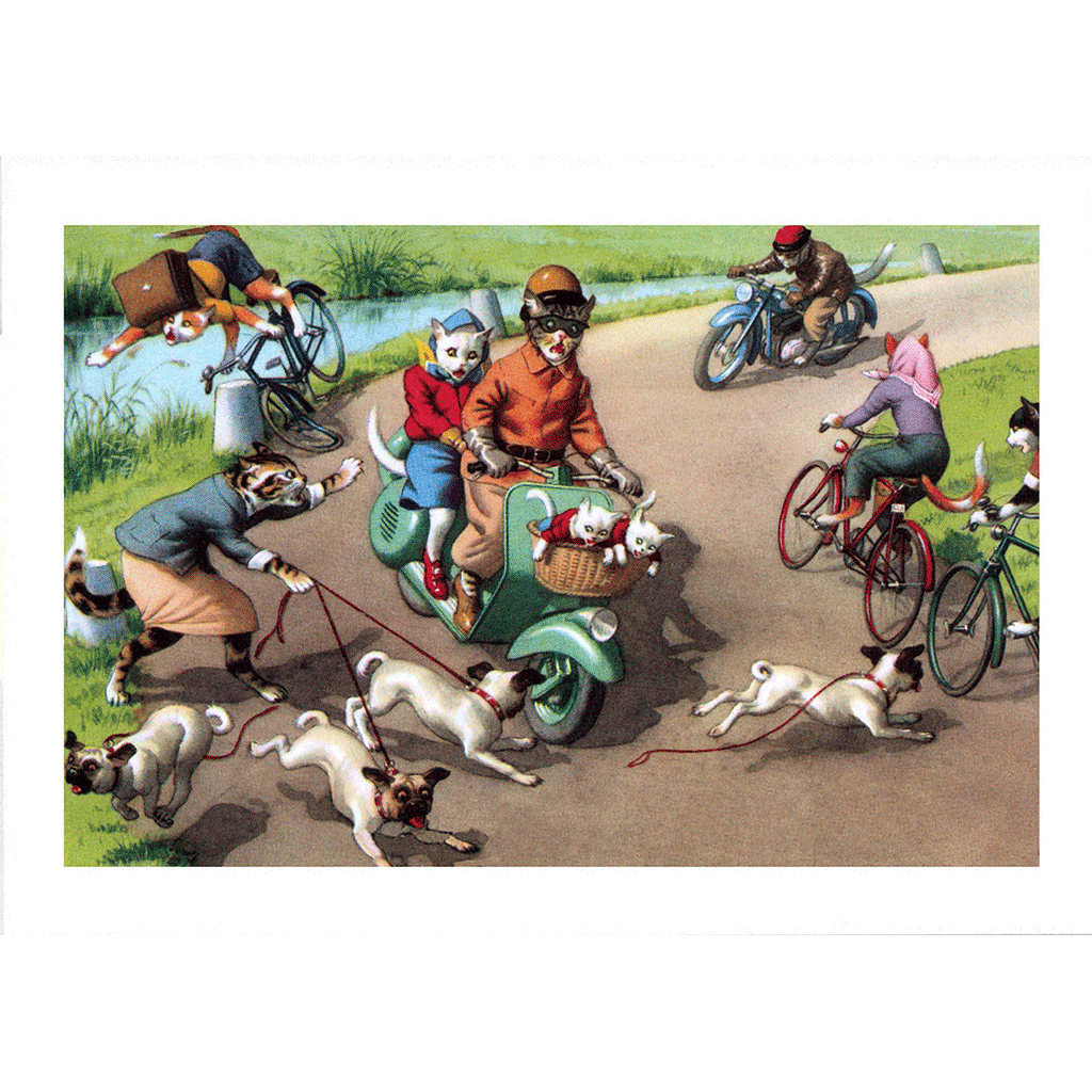 A Wild Scooter Ride - Captivating Cats Greeting Card