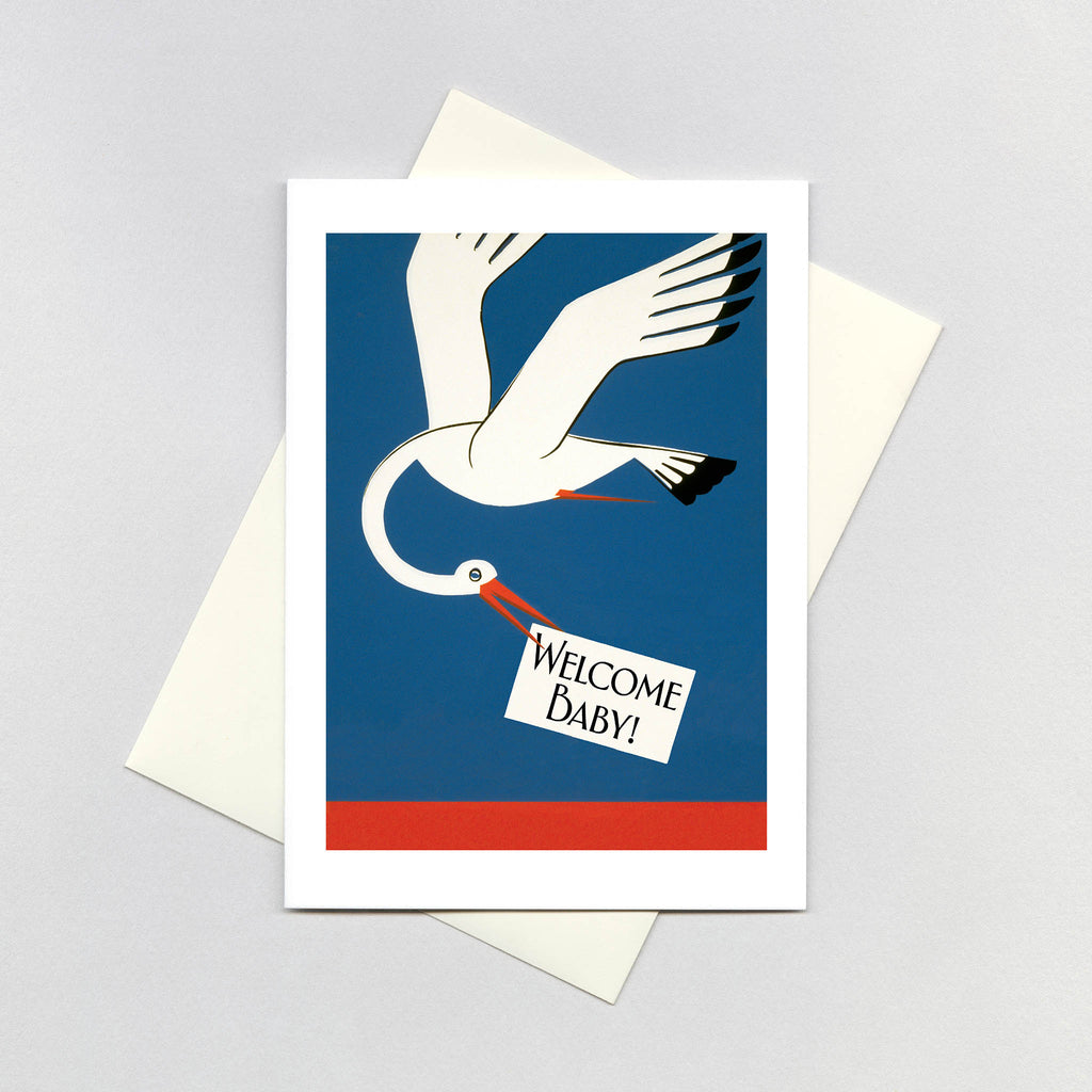 Stork Bringing News - Baby Greeting Card