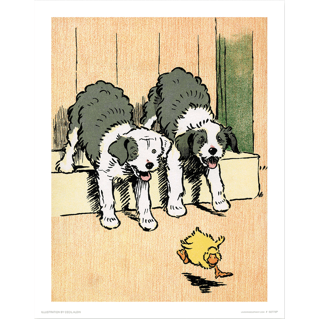 Duck Chasing is Fun! - Delightful Dogs Art Print