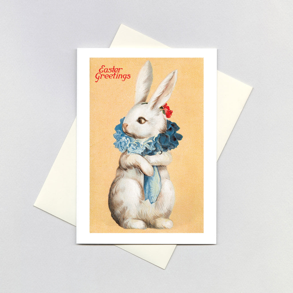 Easter Rabbit with a Fancy Flower Ruff - Easter Greeting Card