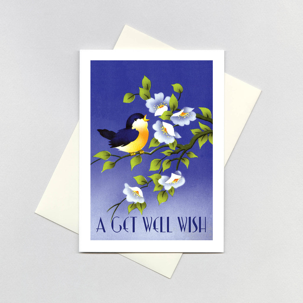 Bird and Flowers - Get Well Greeting Card