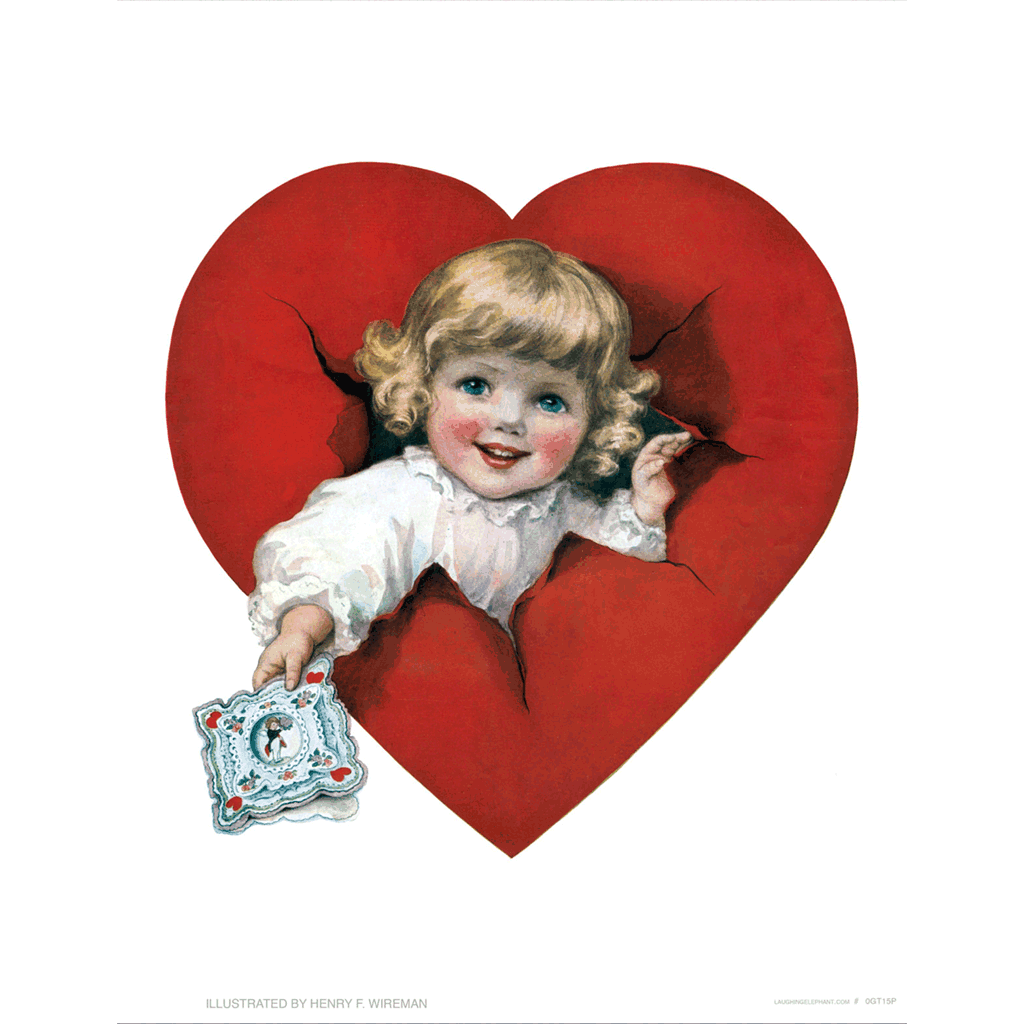 Baby Offers a Valentine - Valentine's Day Art Print