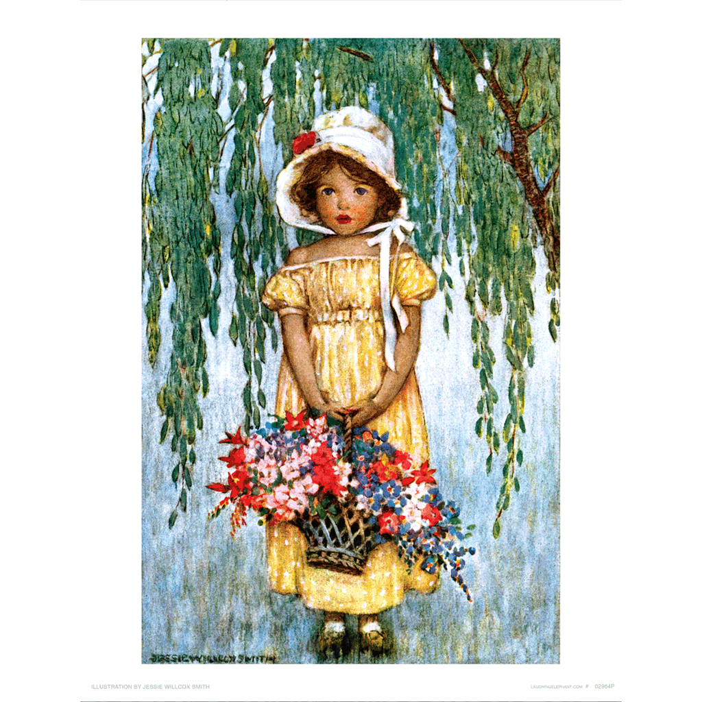 Girl With a Basket of Flowers - Jessie Willcox Smith Art Print