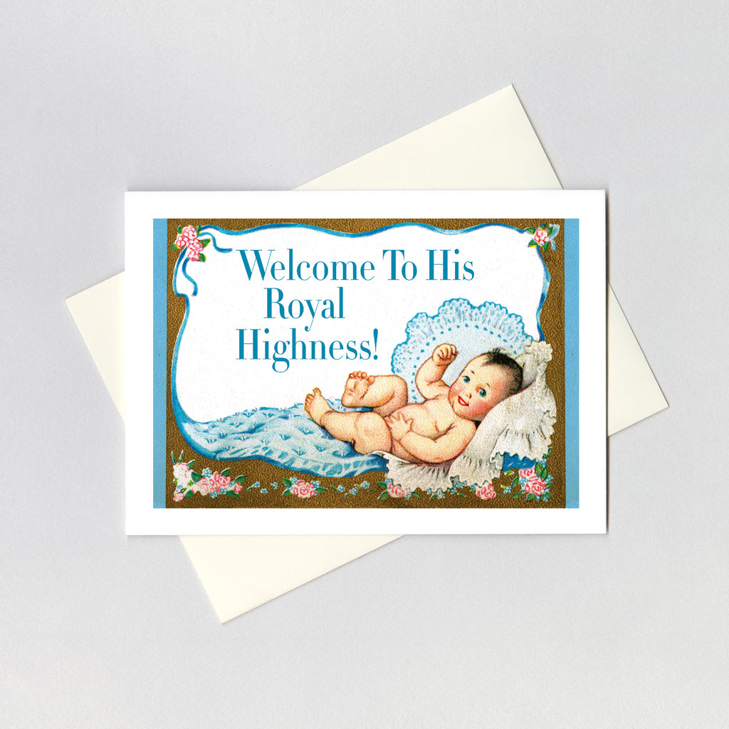 Baby Boy with a Crown - Baby Greeting Card