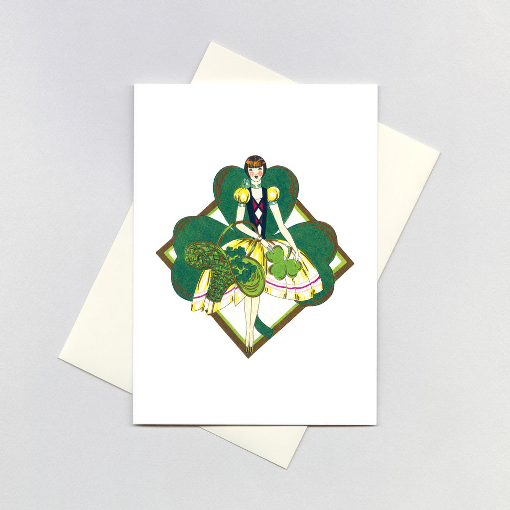 Shamrock Girl in a Decorative Diamond - St. Patrick's Day Greeting Card