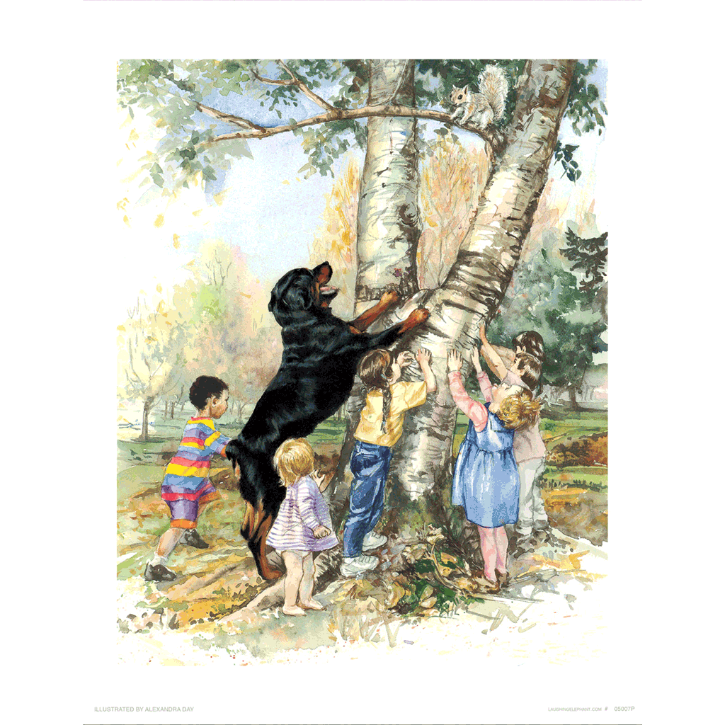 Carl & Kids with Squirrel - Good Dog, Carl Art Print