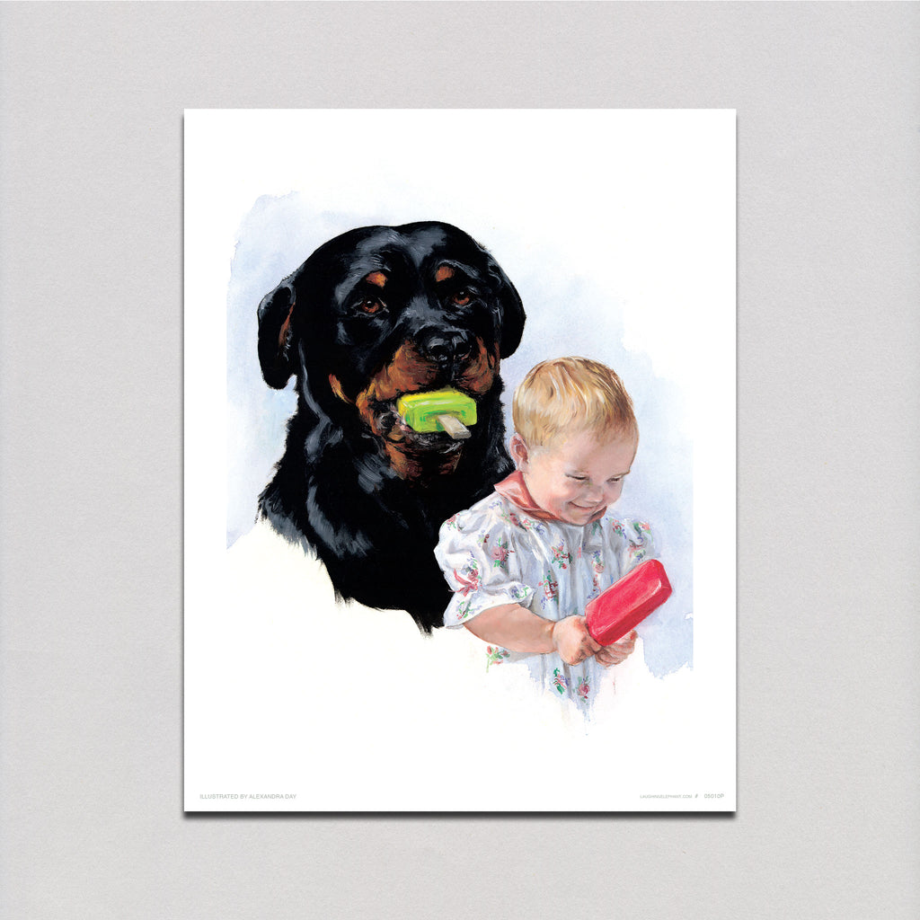 Carl Eating Popsicle - Good Dog, Carl Art Print
