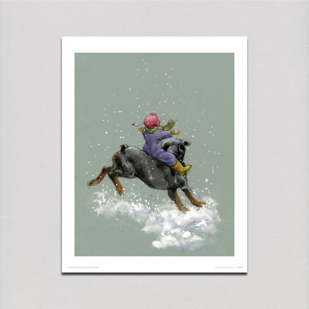 Carl in Snow - Good Dog, Carl Art Print