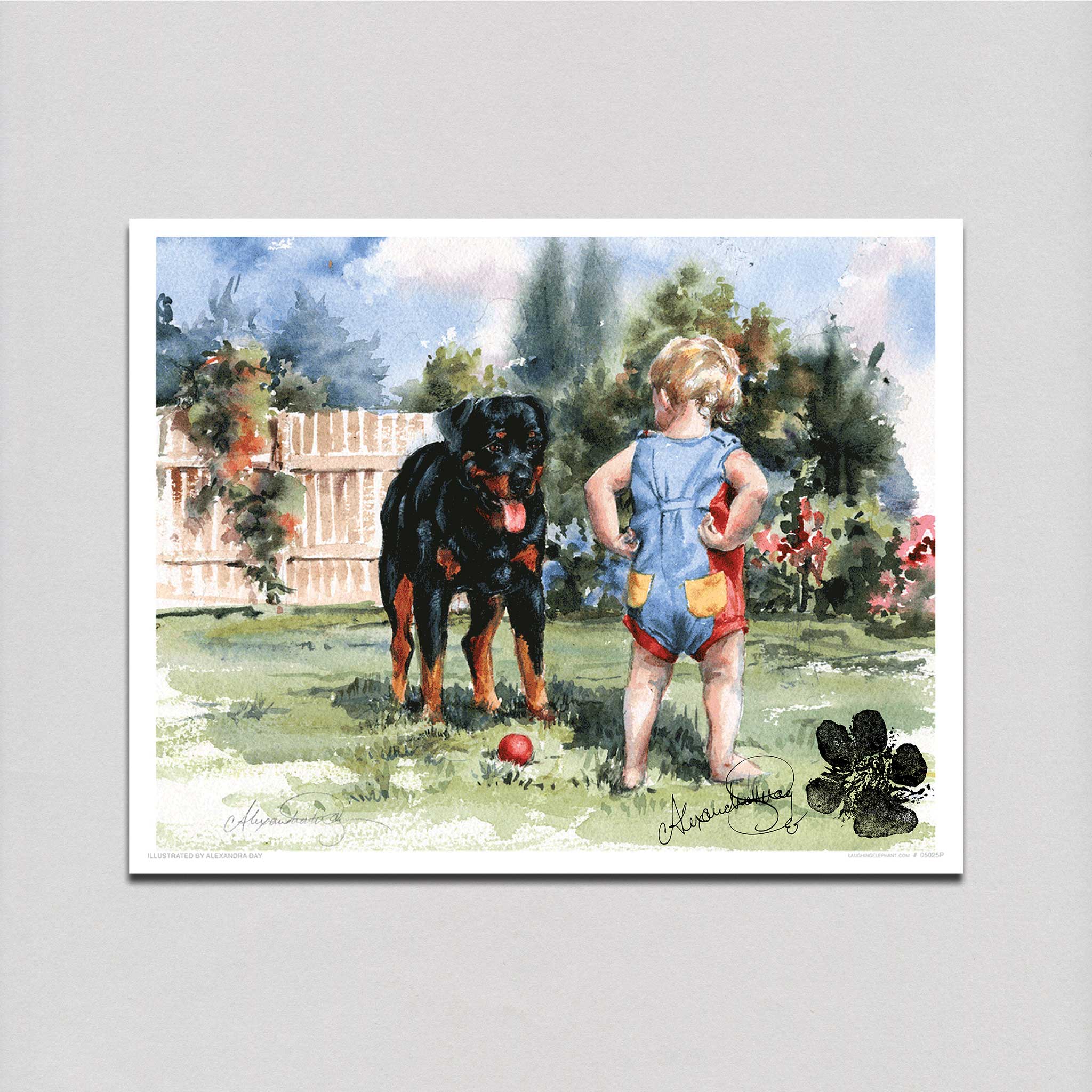 Carl The Rottweiler Carl & Toddler - Good Dog, Carl Art Print (Signed) – Laughing Elephant