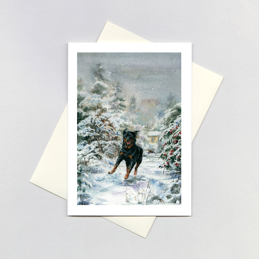 Carl Jumping in the Snow - Good Dog Carl Greeting Card