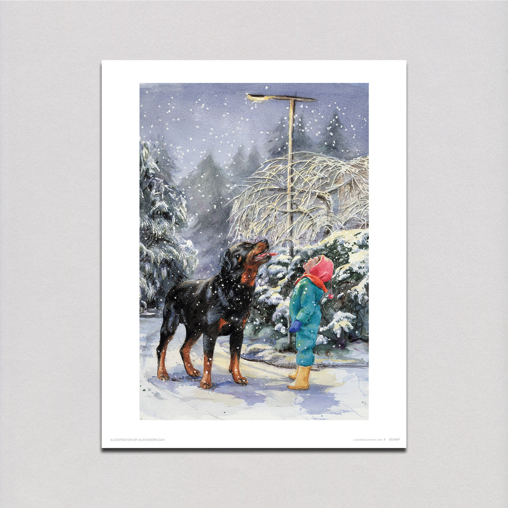 Carl Catching Snowflakes - Good Dog, Carl Art Print