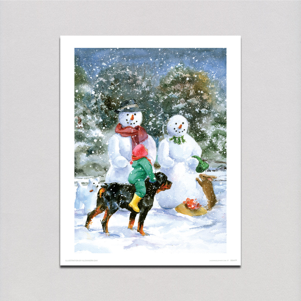 Carl and Madeleine With the Snowmen - Good Dog, Carl Art Print