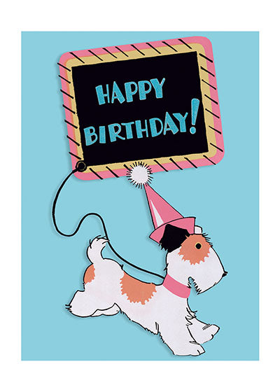 Terrier in Party Hat - Birthday Greeting Card