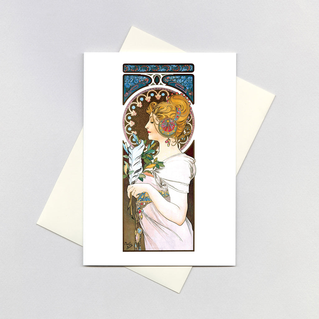 The Feather - Alphonse Mucha Greeting Card