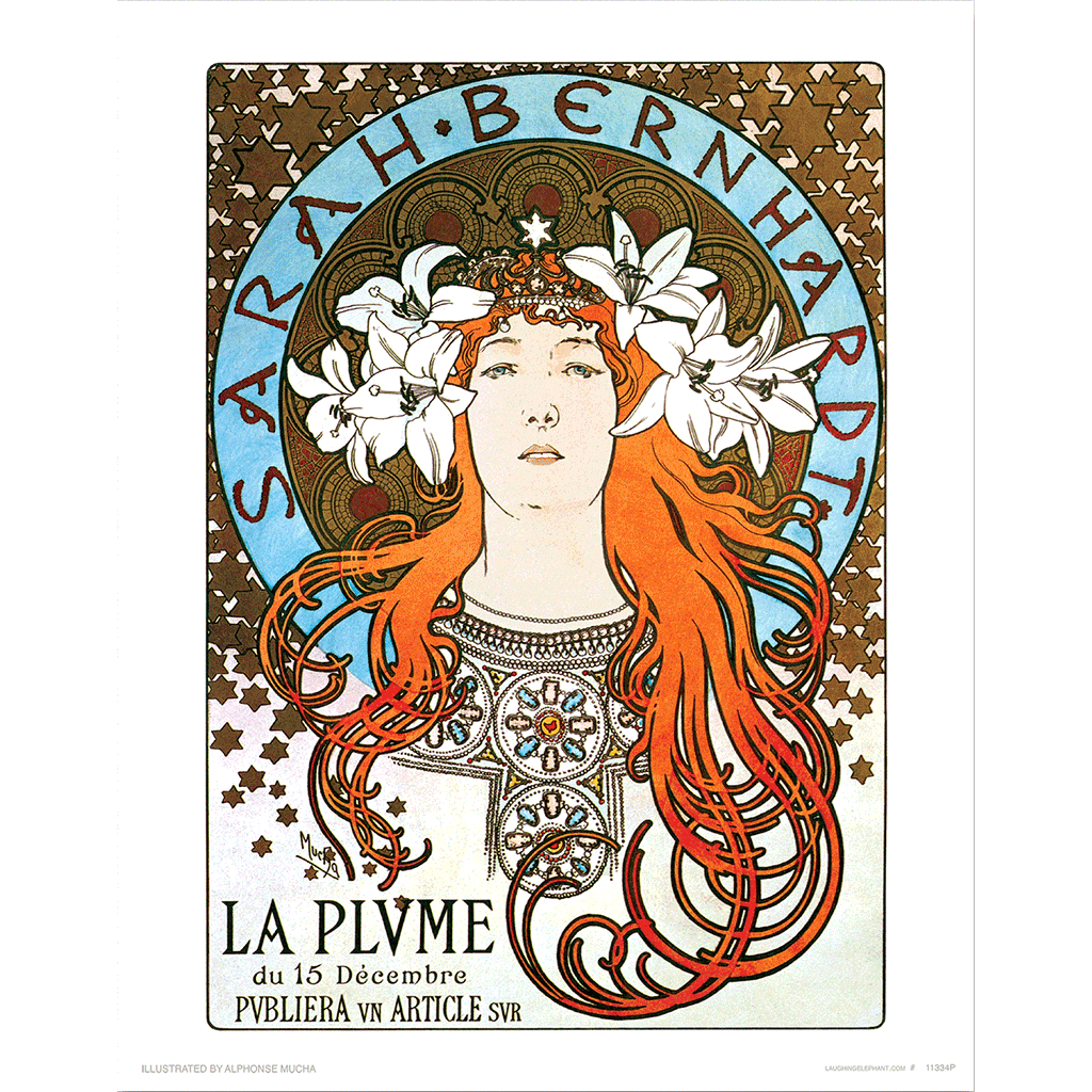 Sarah Bernhardt - Alphonse Mucha Art Print – Laughing Elephant Sarah Bernhardt - Alphonse Mucha Art Print – Laughing Elephant