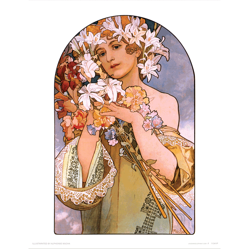 The Bouquet - Alphonse Mucha Art Print – Laughing Elephant The Bouquet - Alphonse Mucha Art Print – Laughing Elephant