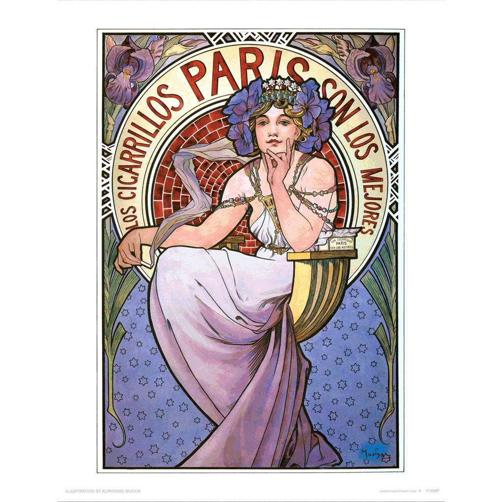 Los Cigarillos Paris - Alphonse Mucha Art Print