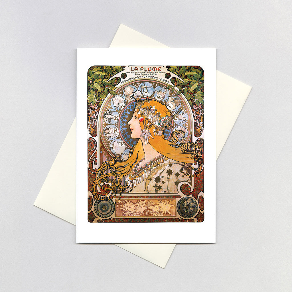The Zodiac Queen - Alphonse Mucha Greeting Card