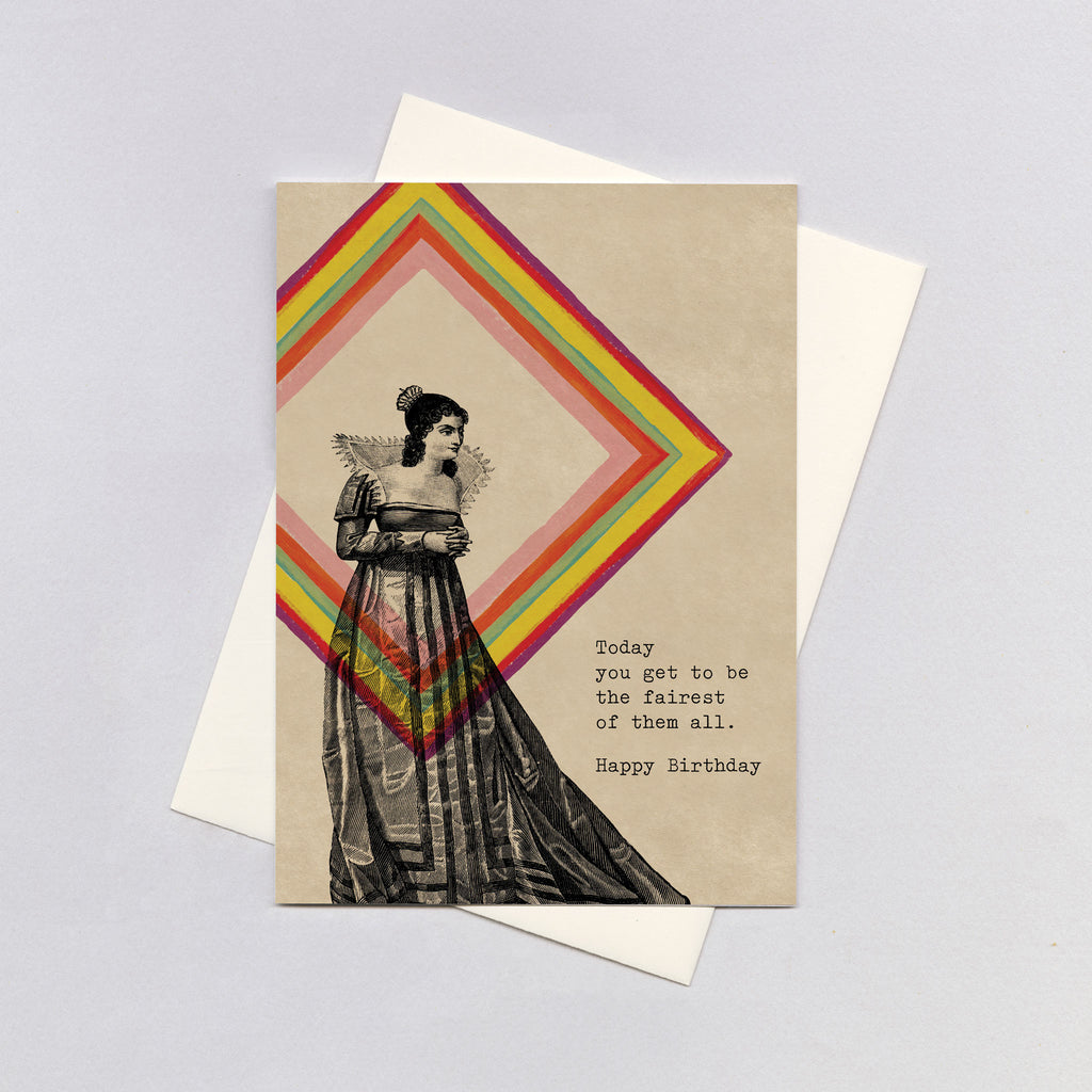 Lady with a Rainbow Square - Birthday Greeting Card